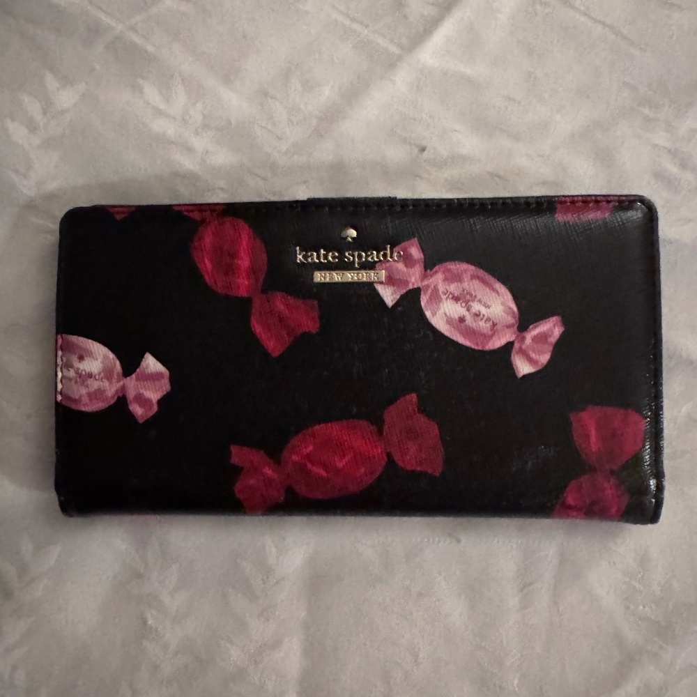 Kate Spade Do Wonders Pink & Red Candy Wrapper Wallet NEW 7x 3.5 inches